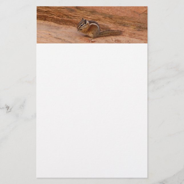 Zion Chipmunk on Red Rocks Stationery (Front)