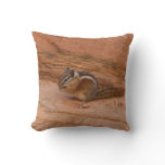Zion Chipmunk on Red Rocks Throw Pillow