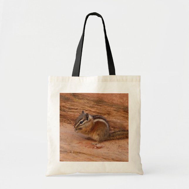 Zion Chipmunk on Red Rocks Tote Bag (Front)