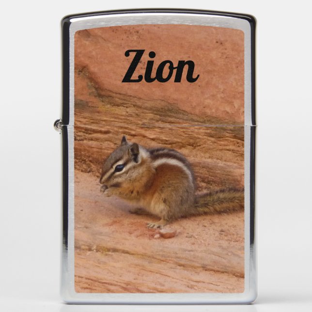 Zion Chipmunk on Red Rocks Zippo Lighter (Front)
