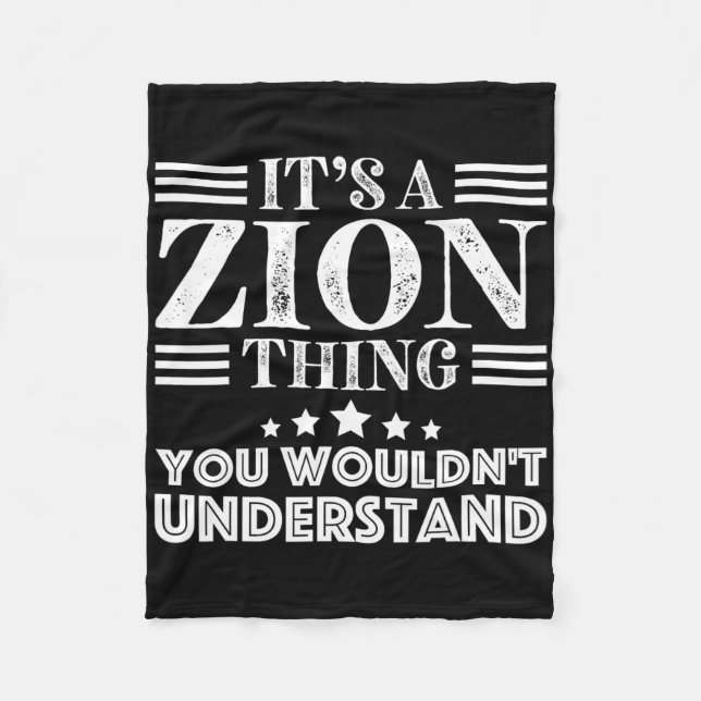 Zion First Name Personal Birthday Fathers Day Men  Fleece Blanket (Front)