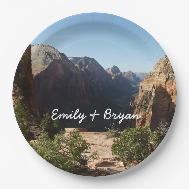 Zion from Angels Landing Trail Zion National Park Paper Plates (Front)