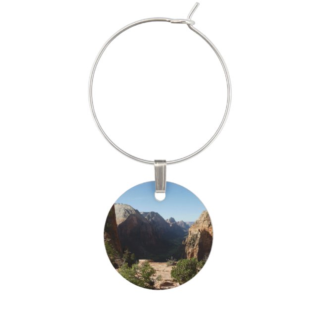 Zion from Angels Landing Trail Zion National Park Wine Charm (Front)