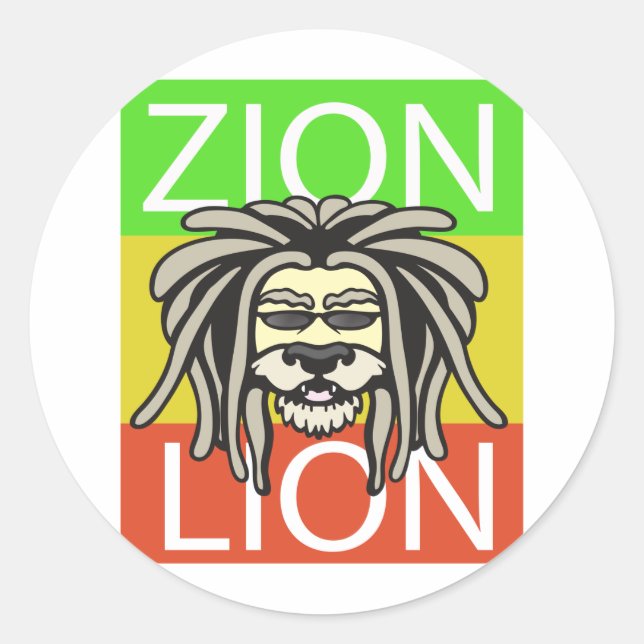 ZION LION CLASSIC ROUND STICKER (Front)