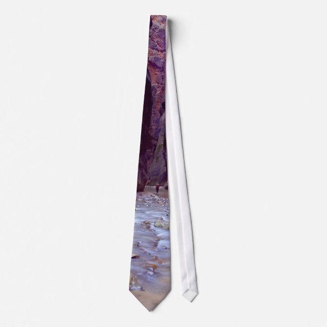 Zion Narrows Hiking Through The River In Zion Narr Tie (Front)