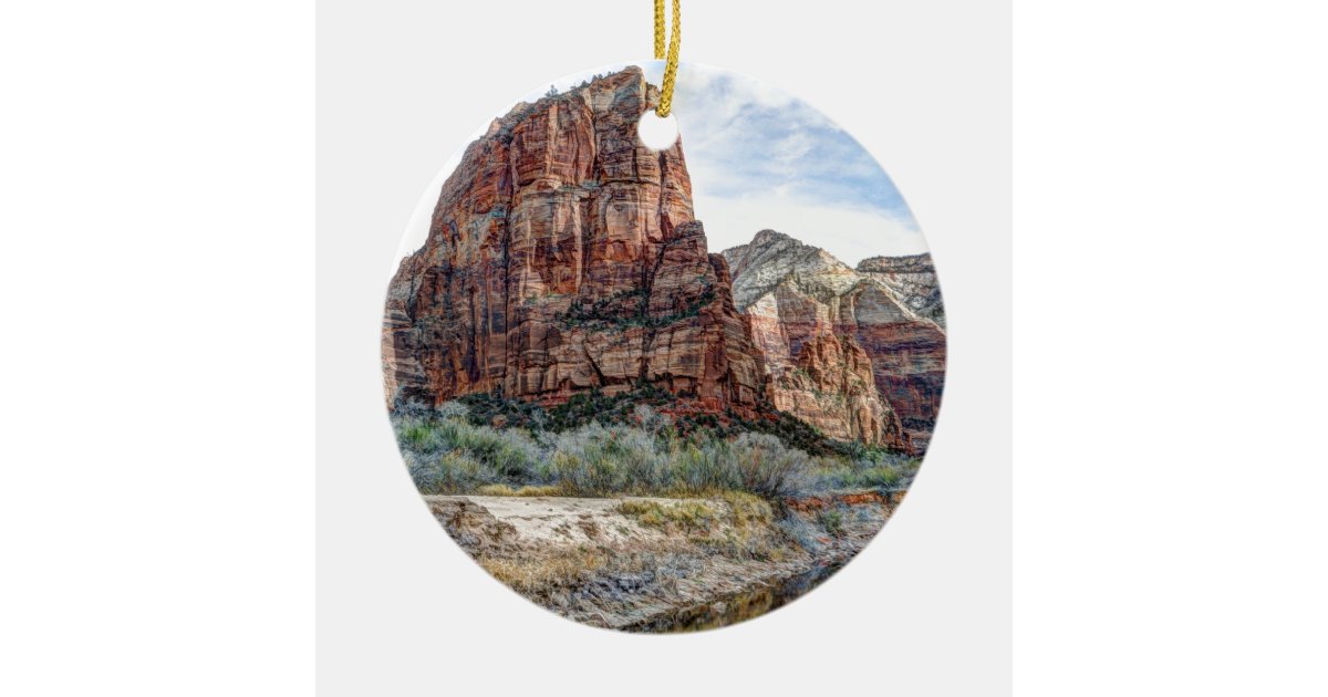 Zion National Park Angels Landing Digital Paint Ceramic Ornament