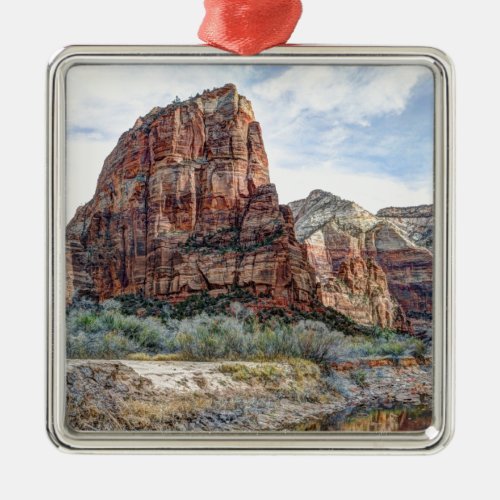 Zion National Park Angels Landing _ Digital Paint Metal Ornament