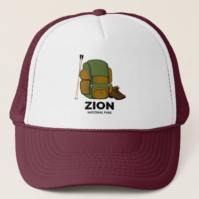 Zion National Park Backpack Trucker Hat (Front)