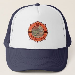 Zion National Park Bighorn Sheep Retro Compass Trucker Hat
