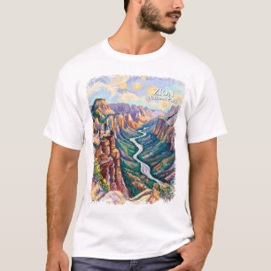 Zion National Park Canyon River Vibrant Painting T-Shirt