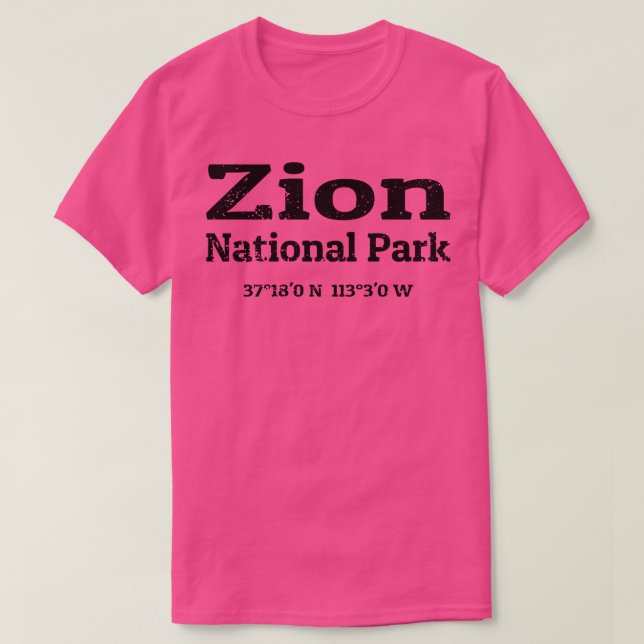 Zion National Park Coordinates T-Shirt (Design Front)