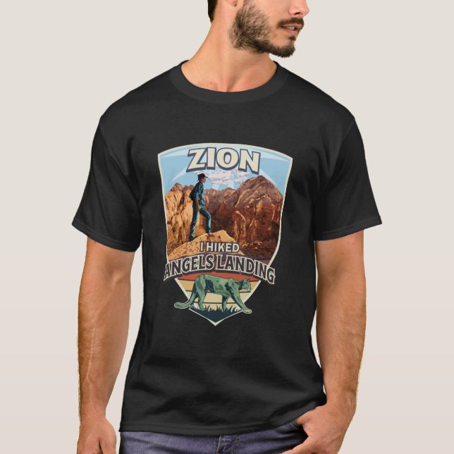 Zion National Park  I Hiked Angels Landing Cougar  T-Shirt (Front)