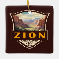 Zion National Park Illustration Retro Badge