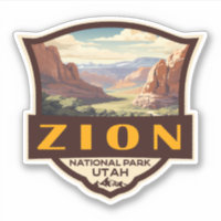 Zion National Park Illustration Retro Badge