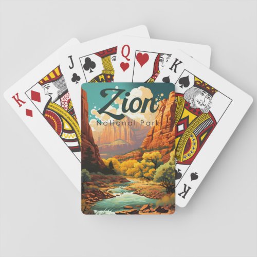 Zion National Park Illustration Retro Poker Cards