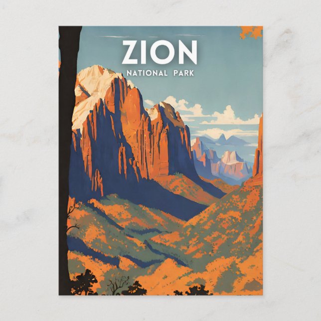 Zion National Park illustration retro Postcard (Front)