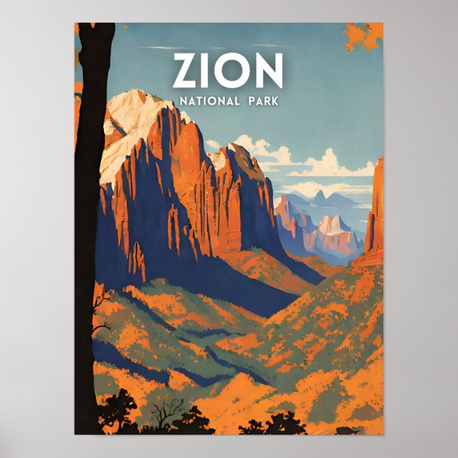 Zion National Park illustration retro Poster (Front)