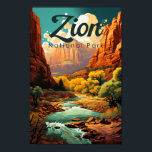 Zion National Park Illustration Retro Poster<br><div class="desc">Zion vector artwork design. The park is a southwest Utah nature preserve distinguished by Zion Canyon’s steep red cliffs.</div>