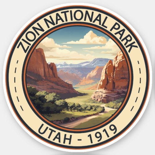 Zion National Park Illustration Travel Art Sticker