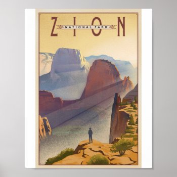 Zion National Park Litho Artwork Poster by LanternPress at Zazzle