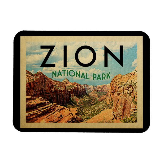 Zion National Park Magnet Vintage Travel (Horizontal)