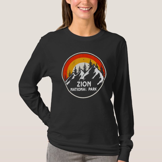 Zion National Park Mountain Trees & Sun Camping Hi T-Shirt (Front)