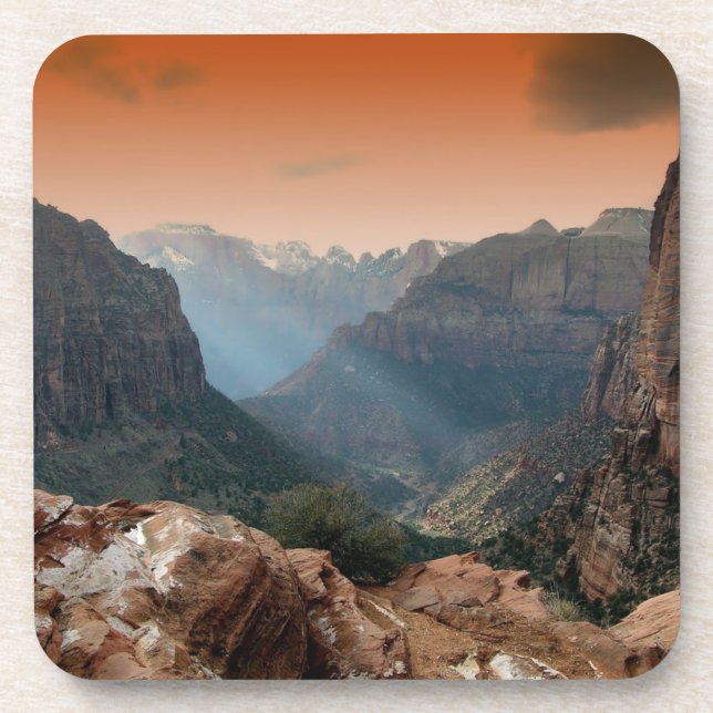 Zion National Park Mountains Landscape Beverage Coaster (Front)