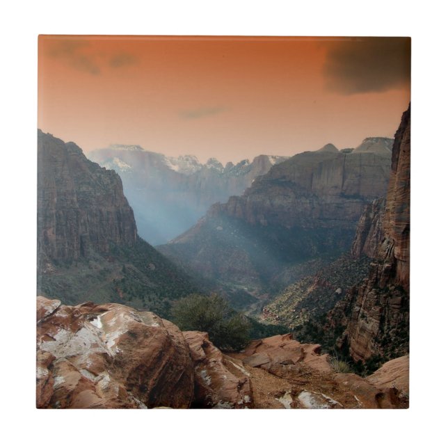 Zion National Park Mountains Landscape Ceramic Tile (Front)