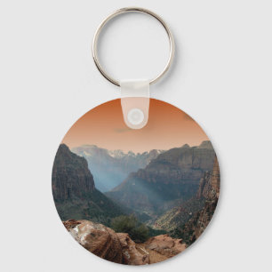 Zion National Park Mountains Landscape Keychain