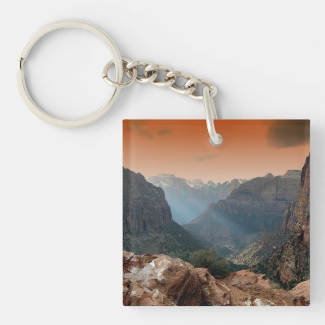 Zion National Park Mountains Landscape Keychain (Front)
