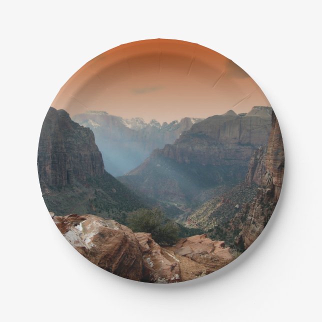 Zion National Park Mountains Landscape Paper Plates (Front)