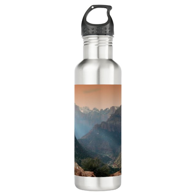 Zion National Park Mountains Landscape Stainless Steel Water Bottle (Front)
