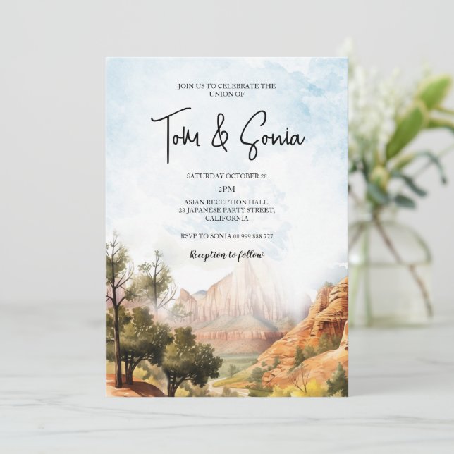 Zion National Park Outdoor Adventure Wedding Invitation (Standing Front)