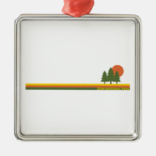 Zion National Park Pine Trees Sun Metal Ornament