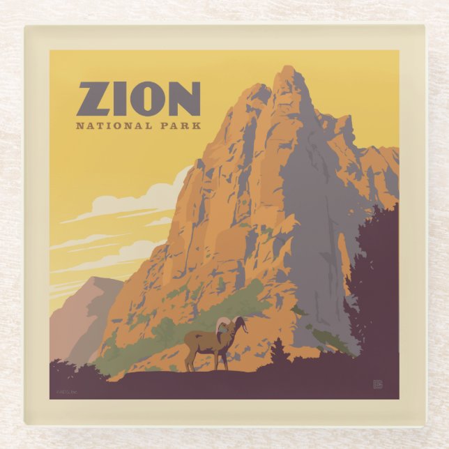 Zion National Park | Ram Glass Coaster (Front)