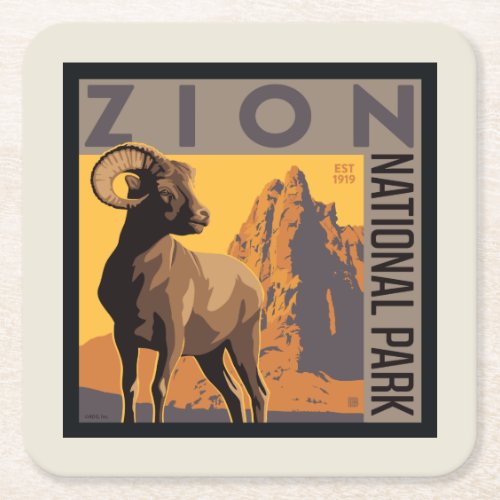 Zion National Park  Ram Square Paper Coaster