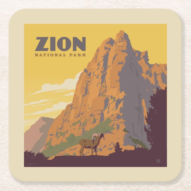 Zion National Park | Ram Square Paper Coaster (Front)