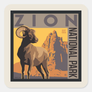 Zion National Park   Ram Square Sticker