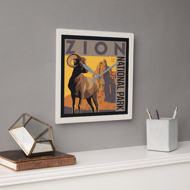 Zion National Park | Ram Square Wall Clock (Office)