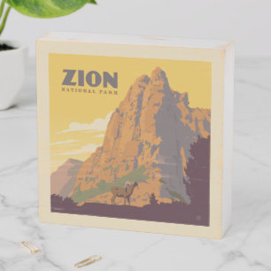 Zion National Park Ram Wooden Box Sign
