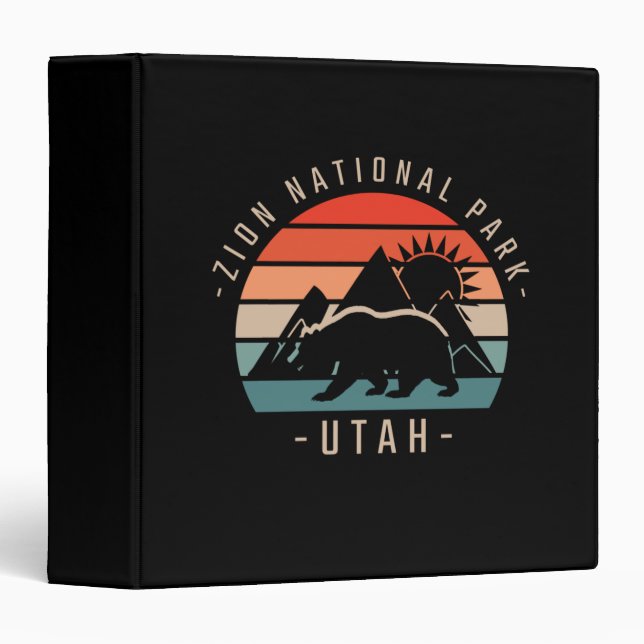 Zion National Park Retro 3 Ring Binder (Front/Spine)
