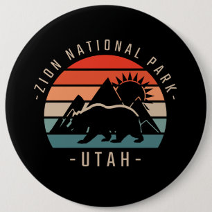 Zion National Park Retro Button