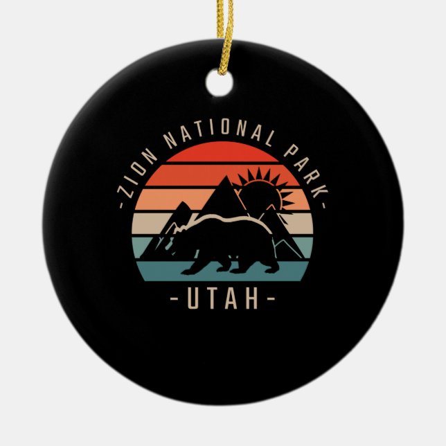 Zion National Park Retro Ceramic Ornament (Front)