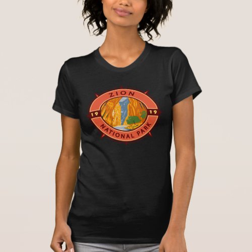 Zion National Park Retro Compass Emblem T_Shirt