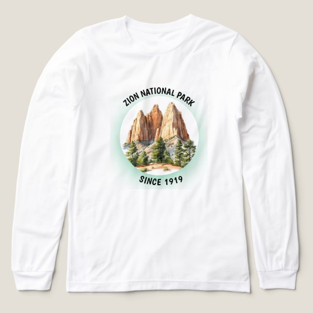 Zion National Park Retro Distressed Circle T-Shirt Tri-Blend Shirt (Design Front)