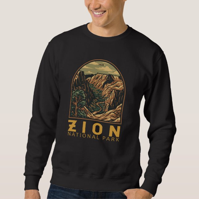 Zion National Park Retro Emblem Sweatshirt (Front)
