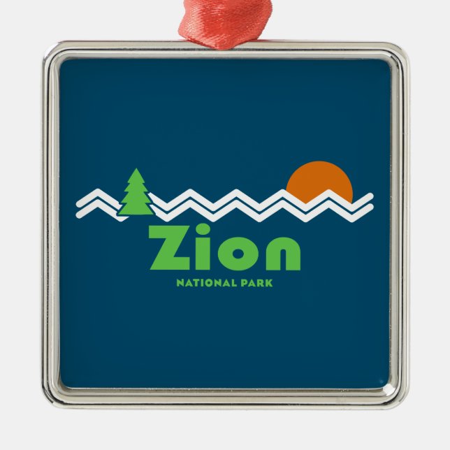 Zion National Park Retro Metal Ornament (Front)