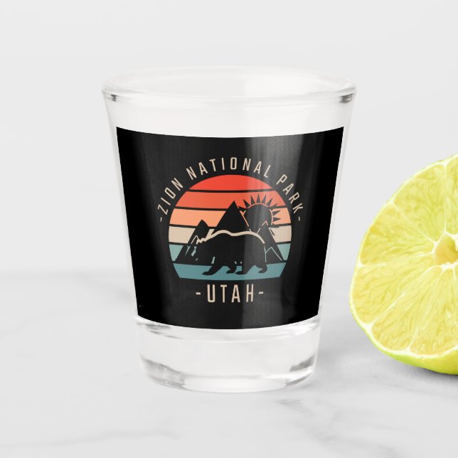 Zion National Park Retro Shot Glass (Front)