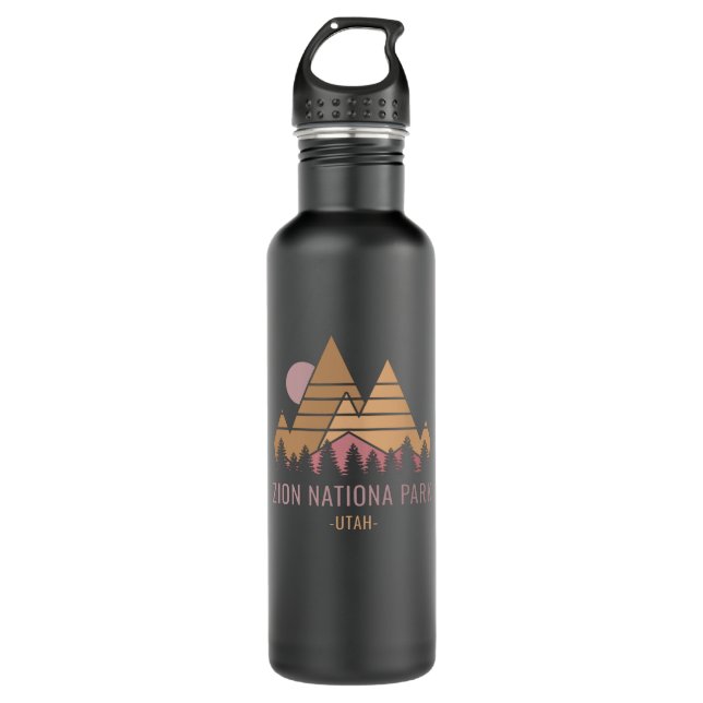 Zion National Park Retro Stainless Steel Water Bottle (Front)