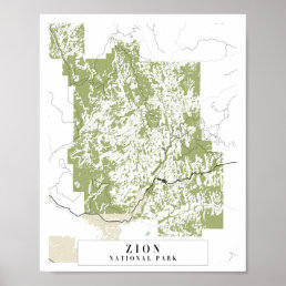 Zion National Park Retro Street Map Poster